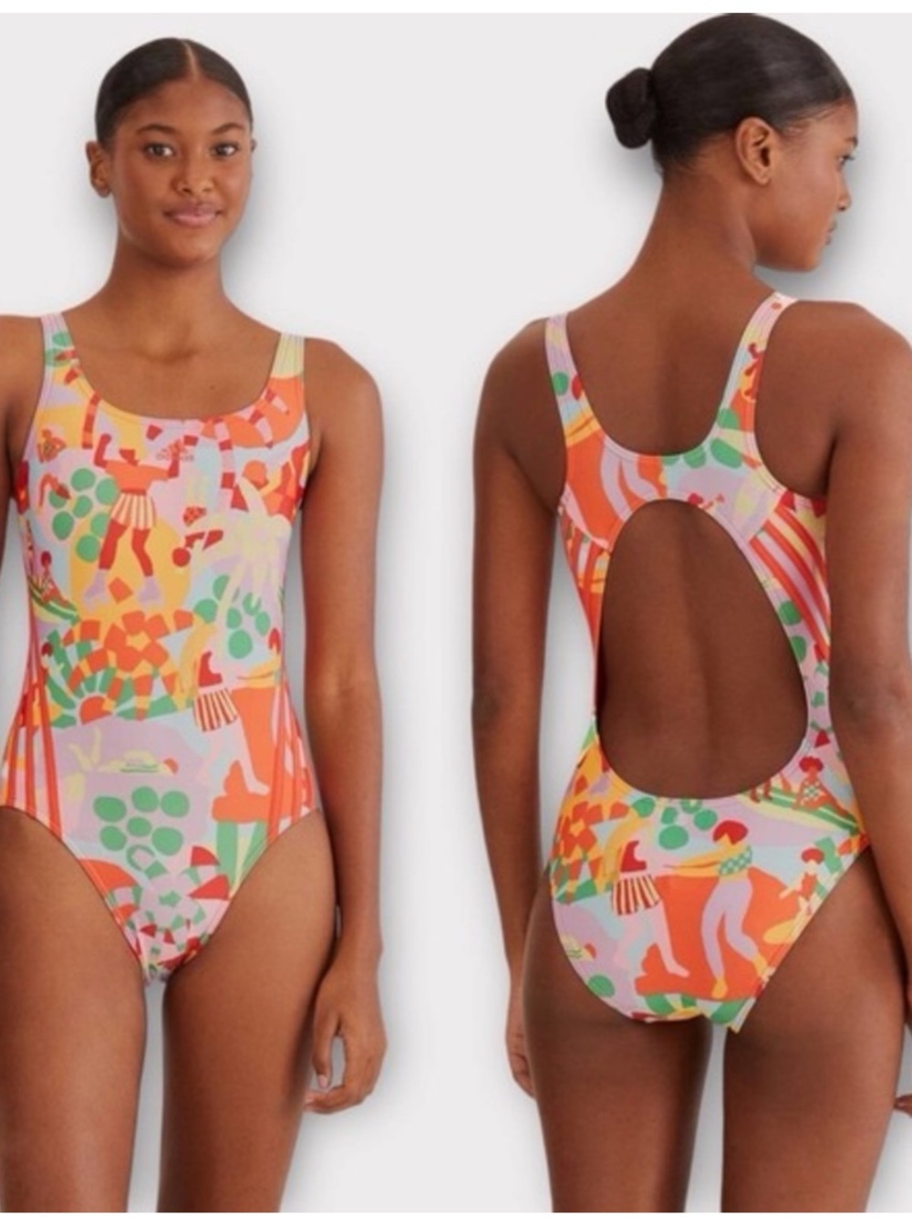 NWT Adidas x Farm Rio One Piece Swim Suit Size 16 Sporty Boho Brazilian Beach